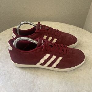 Adidas Neo Comfort Footbed Striped Low Lace Up Red Shoes 8 Women’s SHW675001